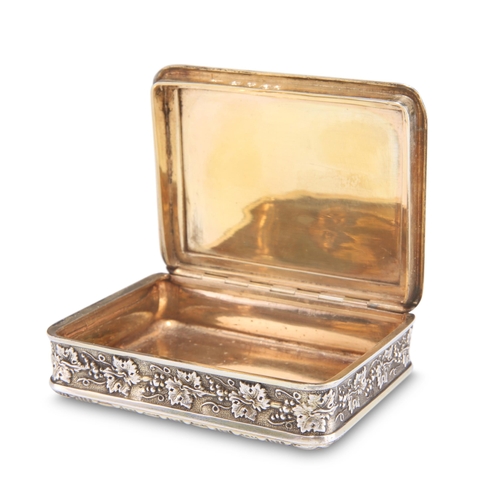 1045 - A GEORGE III SILVER-GILT SNUFF BOX, by Joseph Ash I, London 1809, rectangular with rounded corners, ... 
