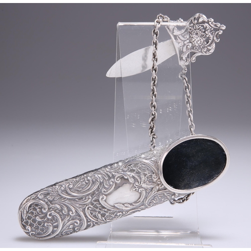 1056 - A LATE VICTORIAN SILVER CHATELAINE SPECTACLES CASE, by George Nathan & Ridley Hayes, Chester 1900, t... 