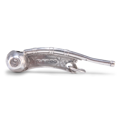 1059 - A VICTORIAN SILVER BOSUN'S WHISTLE, by George Unite, Birmingham 1873, of typical boatswain's call fo... 