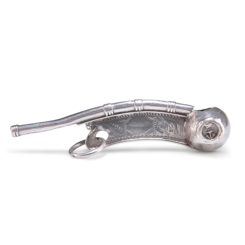 1059 - A VICTORIAN SILVER BOSUN'S WHISTLE, by George Unite, Birmingham 1873, of typical boatswain's call fo... 