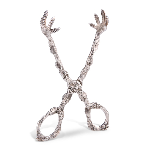 1014 - A PAIR OF VICTORIAN SILVER-PLATED SUGAR NIPS,ÊbyÊAlfred Browetts & Co, cast with fruiting and leafy ... 