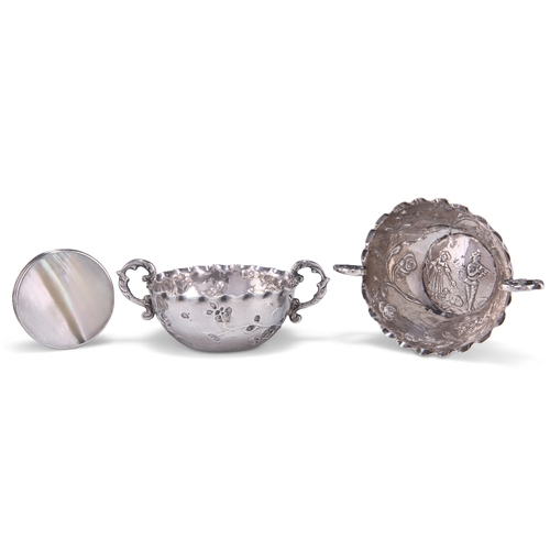 1038 - A PAIR OF SMALL SILVER TWO-HANDLED BOWLS,Êimport marks Samuel Boyce (or Boaz) Landeck, Sheffield 189... 