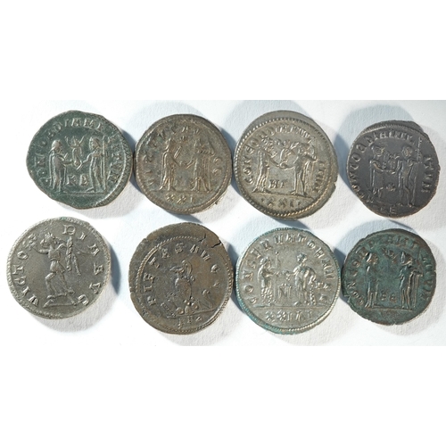 104 - Ancient Roman, 8x antoninianii consisting of: Carus (282 - 283 CE), Victory advancing left reverse, ... 