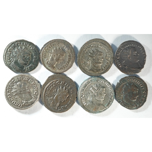 104 - Ancient Roman, 8x antoninianii consisting of: Carus (282 - 283 CE), Victory advancing left reverse, ... 