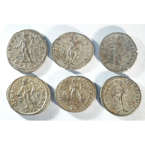 106 - 6x Ae Follis consisting of: 3x Diocletian (284 - 305 CE), GENIO POPVLI ROMANI, Genius standing left,... 