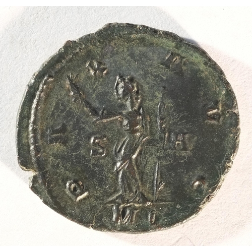 115 - Allectus (293 - 296 CE) Ae antoninianus, 4.01 grams, 23.0 mm, London mint. Rev: PAX AVG S-A, ML in e... 