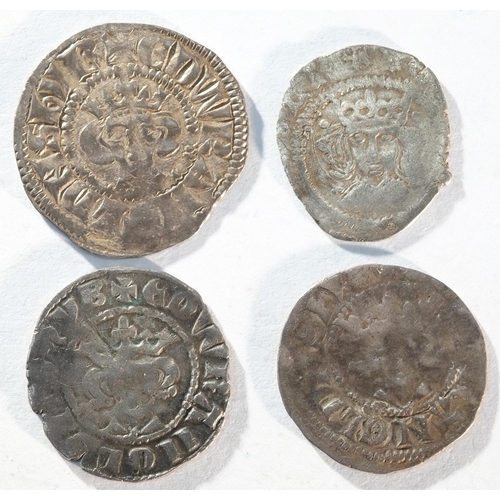 127 - 4x English hammered silver coins consisting of: Edward I York mint penny, type 3b, S. 1429, Very Fin... 