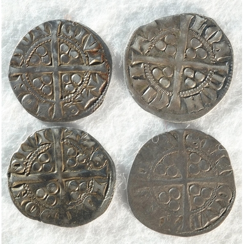 130 - 4x Edward I (1272 - 1307) long-cross silver pennies consisting of: Class 10ab, London mint, S. 1409B... 