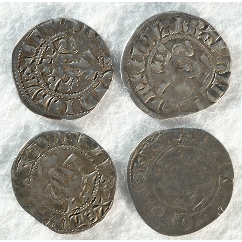 130 - 4x Edward I (1272 - 1307) long-cross silver pennies consisting of: Class 10ab, London mint, S. 1409B... 