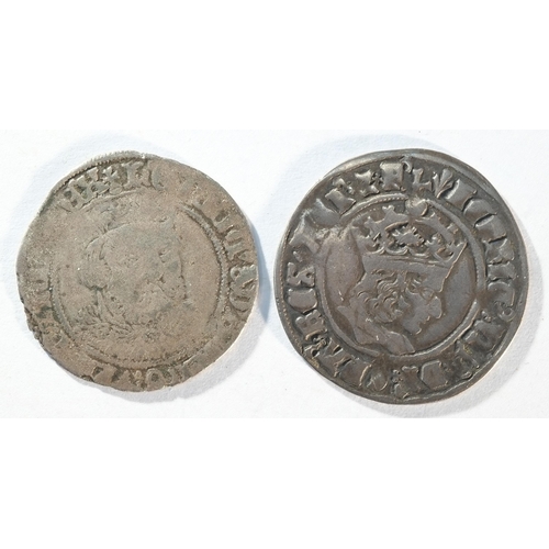 135 - 2x Henry VIII (1509 - 1547) groats, 2.25 grams, 25.5 mm, 5h. Bristol. S. 2406. Fine for issue. And 2... 