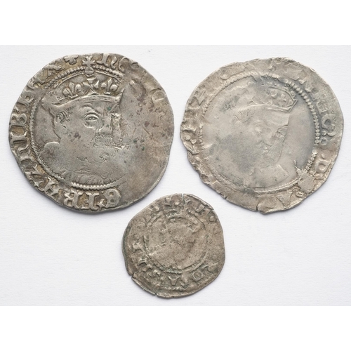 137 - 3x Henry VIII (1509 - 1537) coins consisting of: Penny, 0.59 grams, 16.7 mm, 5h. S. 2418. Near Fine.... 