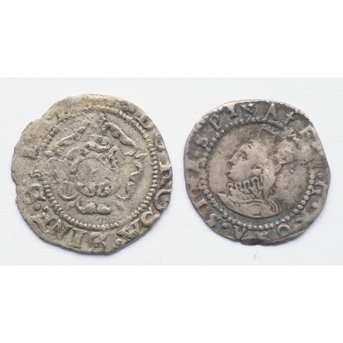 147 - Philip and Mary (1554 - 1558) base penny, 0.71 grams, 15.3 mm. Obv: Tudor rose. Rev: Square topped s... 