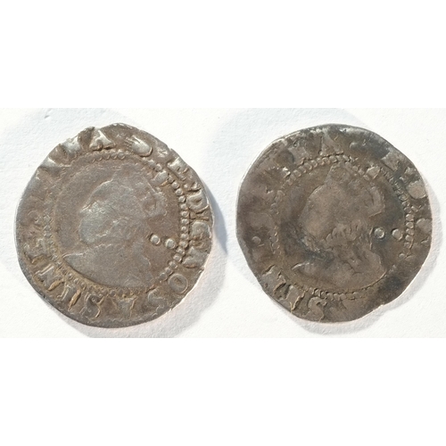 148 - 2x Elizabeth I halfgroats, 1.15 grams, 17.0 mm, mintmark hand 1590 - 1592, S. 2579, Good Fine. and 0... 