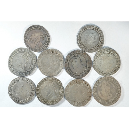 151 - 10x Elizabeth I (1558 - 1603) sixpences consisting of years 1573, 1574, 1575, 1580, 1589, 1590, 1594... 