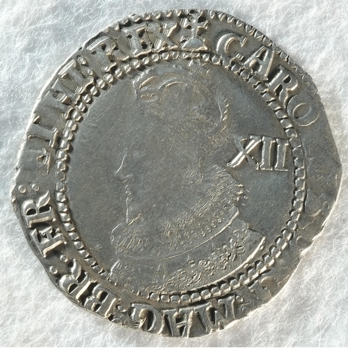 160 - Charles I (1625 - 1649) shilling, 5.24 grams, 30.7 mm, 6h, mintmark cross calvary 1625 - 1626. Obv: ... 