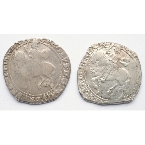 169 - 2x Charles I (1625 - 1649) coins consisting of: Halfcrown, 14.92 grams, 32.9 mm. 5h, mintmark triang... 