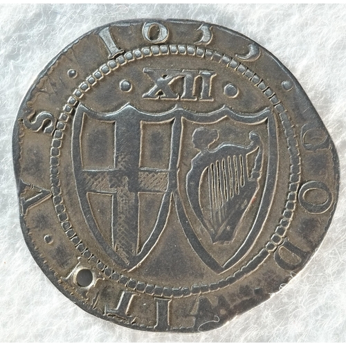 176 - Commonwealth, 1653 shilling, 5.73 grams, 30.8mm, 5h, mintmark sun. Obv: Shield with St. George's cro... 