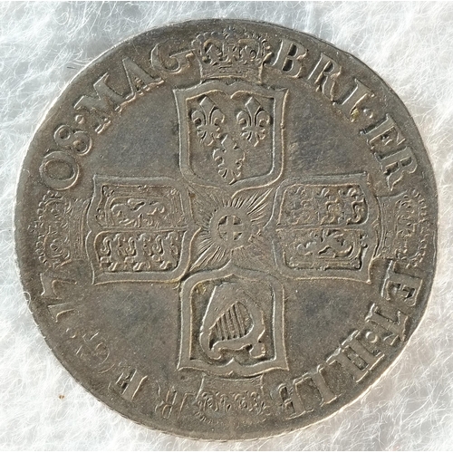 186 - Anne (1707 - 1714) 1708 Edinburgh shilling. Obv: Draped bust facing left, E below bust. Rev: Crowned... 