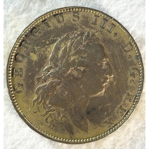 189 - George III (1760-1820), Pattern Halfpenny, 1788 (late Soho), by J.-P. Droz, in brown gilt copper. Ob... 