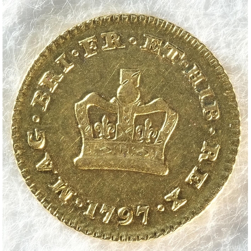 193 - George III (1760 - 1820) 1797 third-guinea. Obv: First laureate head right. Rev: Crown, date in lege... 