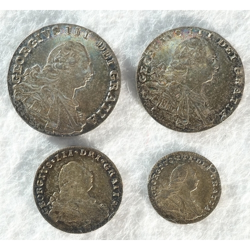 198 - George III 1800 Maundy set comprising: Fourpence S. 3752, Threepence S. 3755. Twopence S. 3758. Penn... 