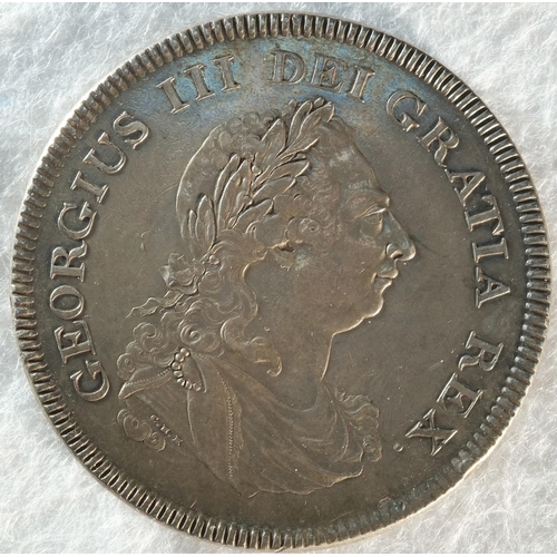 200 - George III, 1804 proof five shillings. Obv: Laureate bust right, top leaf to centre of E. Rev: Brita... 