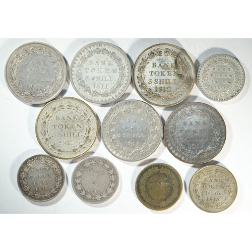 209 - 5x George III (1760 - 1820) Bank of England bank tokens consisting of: 1811 three shillings, S. 3769... 