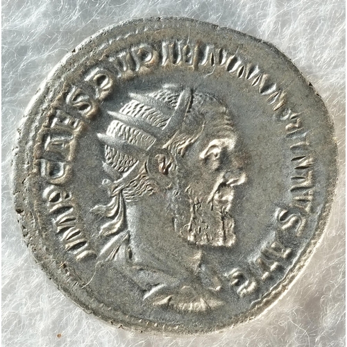 21 - Pupienus (238 CE) silver antoninianus, Rome mint, 4.65 grams, 22.3 mm, 12h. Obv: IMP CAES PVPIEN MAX... 