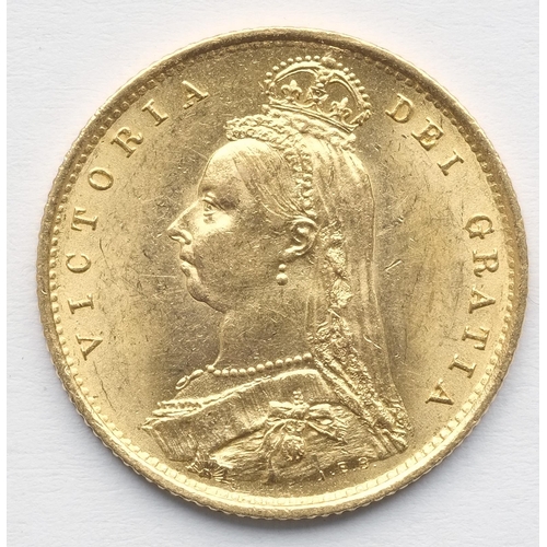 220A - Victoria (1837 - 1901), 1887 half-sovereign. Obv: Jubilee bust facing left. Rev: Crowned square topp... 