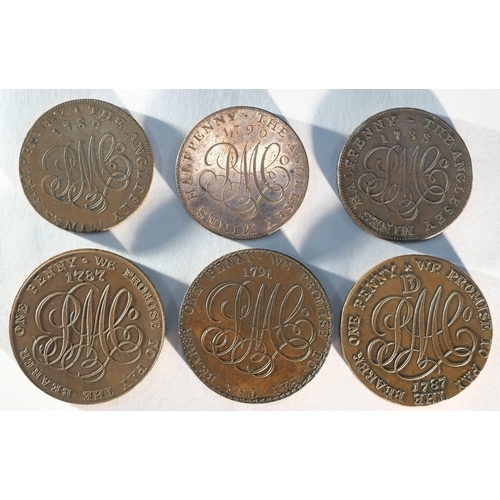 225 - Anglesey Mine Company tokens consisting of: 1787 Penny, DH9. Spot in right obverse field, otherwise ... 