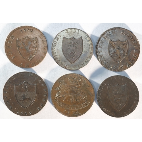 233 - 5x 18th century provincial tokens consisting of: Kent, Tenterden 1796 halfpenny, DH42, Near Extremel... 