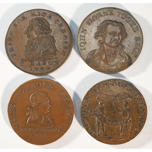 236 - Middlesex, 4x 18th century provincial tokens, political and social series, comprising: 1012e, Good V... 