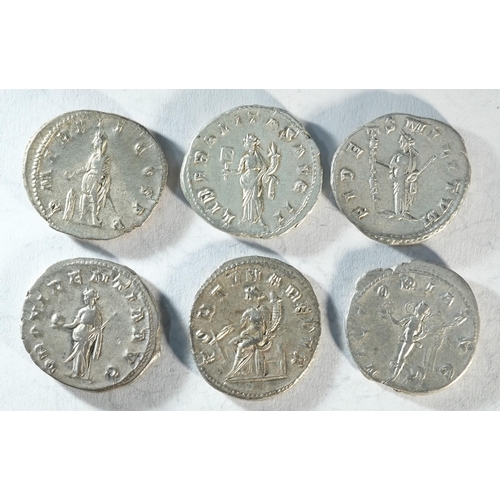 24 - 6x silver antoninianii of Gordian III (238 - 244 CE) consisting of: Fides standing left holding scep... 