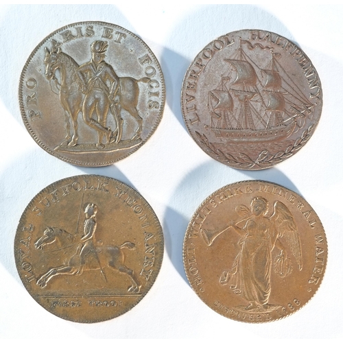 252 - 4 x 18th century provincial tokens consisting of: Suffolk, Blything 1794 halfpenny, DH19, Good Very ... 