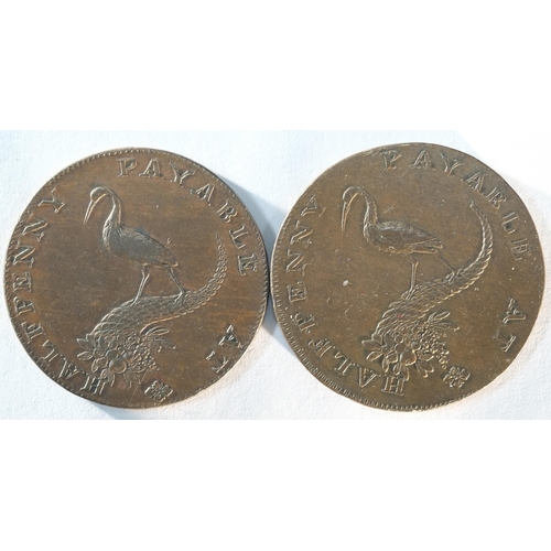 254 - 2x Warwickshire, Birmingham Mining Company 18th century provincial tokens consisting of: 1791 halfpe... 