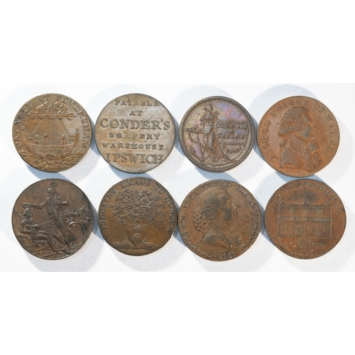 261 - 8x 18th century provincial tokens consisting of: Cheshire, Macclesfield DH31, Near Very Fine. Glouce... 