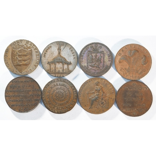 261 - 8x 18th century provincial tokens consisting of: Cheshire, Macclesfield DH31, Near Very Fine. Glouce... 