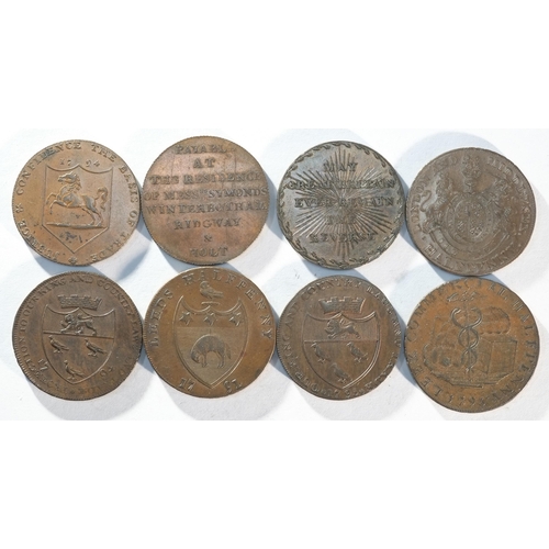 262 - 8x 18th century provincial tokens consisting of: Kent, Canterbury DH6, Extremely Fine. Kent, Canterb... 