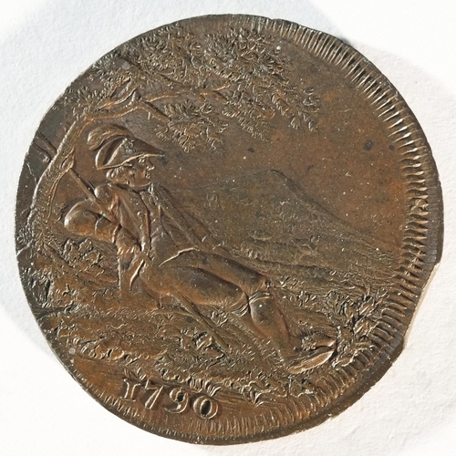 266 - Worcestershire, Dudley 1790 halfpenny DH7. Clipped planchet, Virtually As Struck.