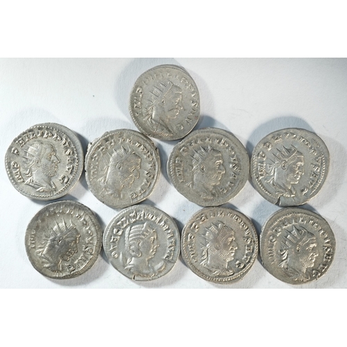 27 - 9x silver antoninianii which celebrate the 1000th anniversary of the founding of Rome in 249 CE. Typ... 