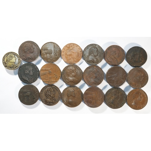 270 - 18x 18th century provincial halfpenny tokens by John Wilkinson Ironmaster. Grades are Fine - Near Ex... 