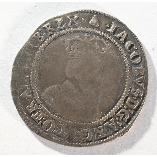 316 - Ireland, James I (1603 - 1625) shilling, 4.45 grams, 27.3 mm. First coinage 1603 - 1604. Obv: Crowne... 