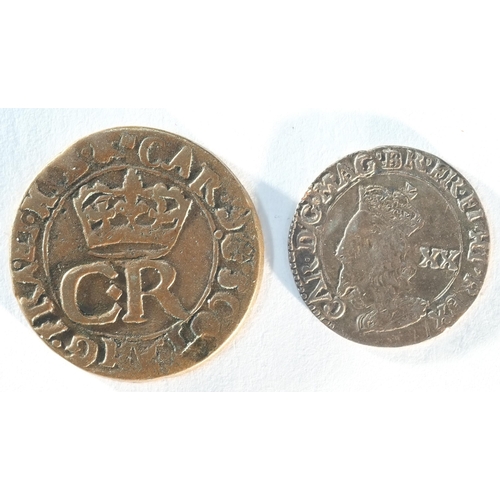 331 - Scotland, 2x Coins of Charles I consisting of: 1642 - 1650 twopence, turner or bodle, 3.35 grams, 20... 