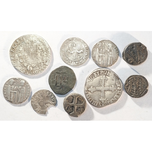 340 - A group (10) of mixed world hammered coins consisting of: Bulgaria, Ivan Shish Man 1371 - 1395 trach... 