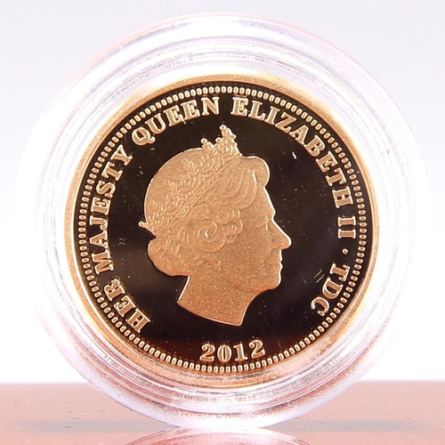 369 - Tristan Da Cunha, 2012 Sovereign. 7.99g, .916/22ct gold. Obv: Crowned head of Elizabeth II right. Re... 