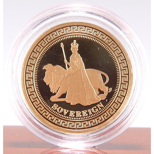 369 - Tristan Da Cunha, 2012 Sovereign. 7.99g, .916/22ct gold. Obv: Crowned head of Elizabeth II right. Re... 