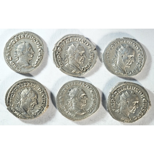 37 - 6x silver antoninianii of Trajan Decius (249 - 251 CE) consisting of reverse types: ABVNDATIA AVG, 3... 