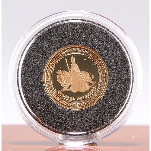 370 - Tristan Da Cunha, 2012 quarter sovereign. 1.99g, .916/22 carat gold. Obv: Crowned head of Elizabeth ... 