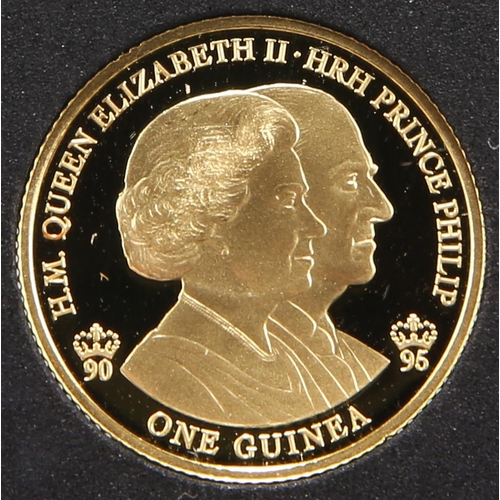 372 - Gibraltar, 2016 gold proof guinea, 8.35g .916/22 carat gold. Elizabeth II 90th and Prince Philip 95t... 