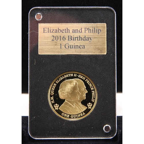 372 - Gibraltar, 2016 gold proof guinea, 8.35g .916/22 carat gold. Elizabeth II 90th and Prince Philip 95t... 